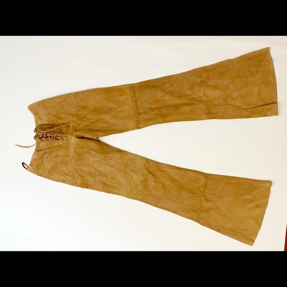 Daslu Saks Jandel suede flare fromt tie pants size 38 - Picture 1 of 6